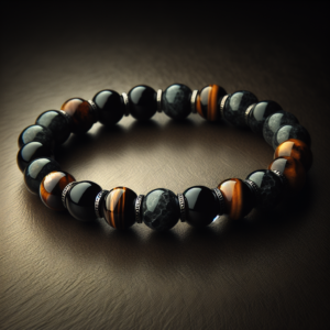 MB-3002.png Men's Obsidian Beaded Bracelet No.2