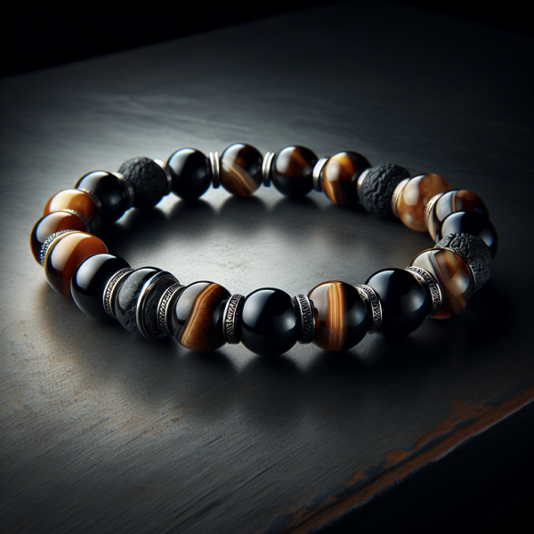 MB-3006.png Men's Agate Beaded Bracelet No.6