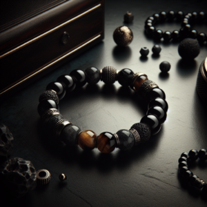 Men's Obsidian Beaded Bracelet No.12