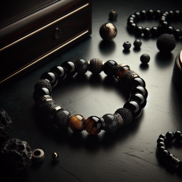 Men's Obsidian Beaded Bracelet No.12