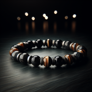 MB-3022.png Men's Obsidian Beaded Bracelet No.22