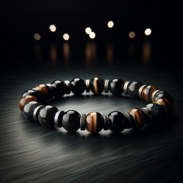 Men's Obsidian Beaded Bracelet No.22