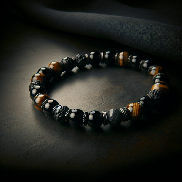 MB-3034.png Men's Onyx Beaded Bracelet No.34
