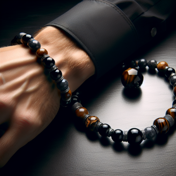 MB-3066.png Men's Agate Beaded Bracelet No.66