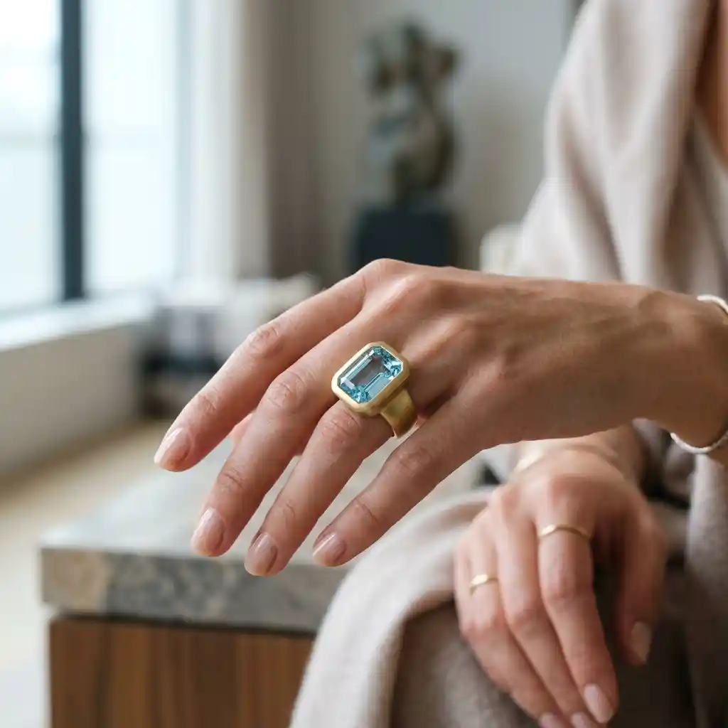 Bezel-set Aquamarine Ring
