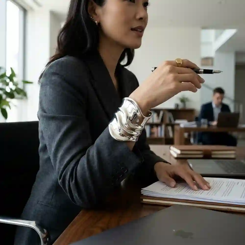 Organic Fluidity Silver Cuff Bracelet